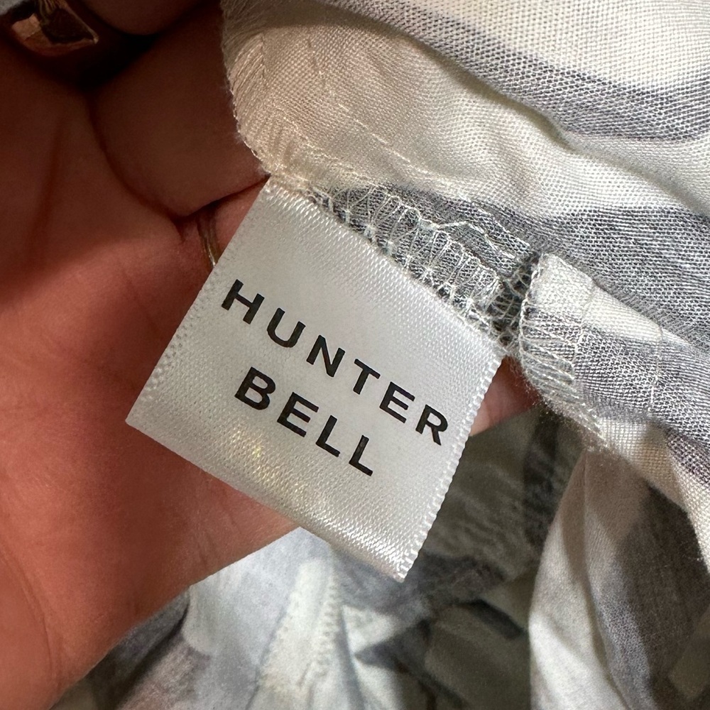 Hunter Bell Merritt Mini Dress Abstract Ink Line Cotton Ruffle - Picture 9 of 15